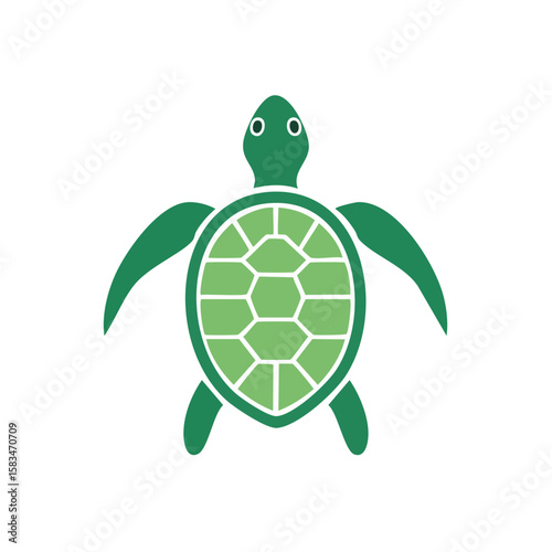 Cartoon sea turtle illustration with geometric shell pattern on a black background