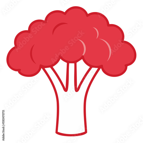 Stylized red coral icon illustration. Underwater reef life clip art on black background.