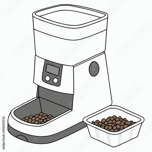 programmable smart pet feeder with camera, on a clean white background, for convenient pet care.