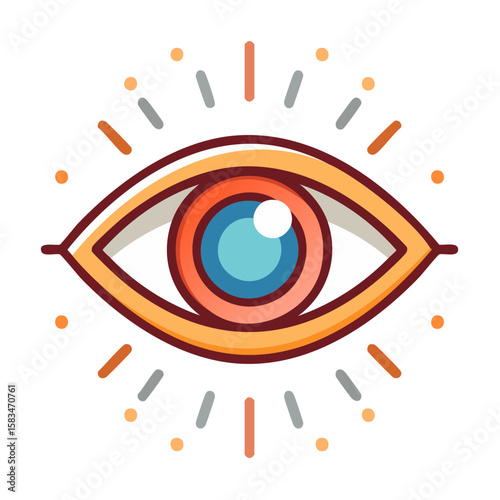 Mystical Eye Symbol Illustration, Colorful Decorative Vision, Magic, Clairvoyance