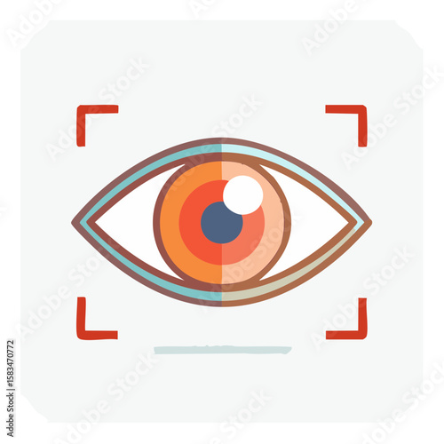 Eye scan icon, biometric authentication, retina scanner technology concept and security, digital identity verification