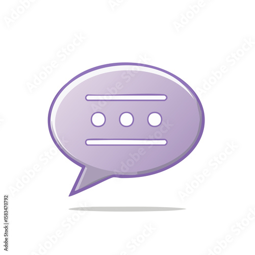Purple Chat Bubble Icon for Messaging, Communication, and Social Media Applications
