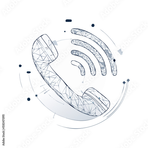 Abstract phone call icon concept communication connection technology helpline support vector mesh network geometric modern design element