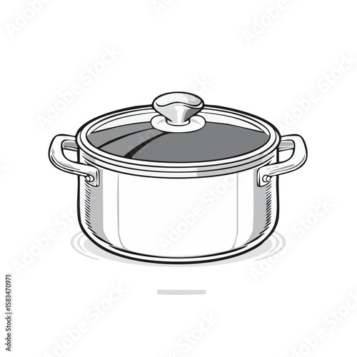 Stockpot illustration with lid cooking pot white pot on burner kitchenware symbol for cooking or food preparation utensils isolated
