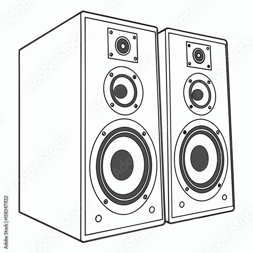 studio monitor speakers with balanced audio, isolated on a clean white background, for music production.