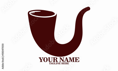 Traditional Jewish shofar horn in curved shape icon. Traditional Jewish shofar vector illustration, traditional Jewish shofar logo art