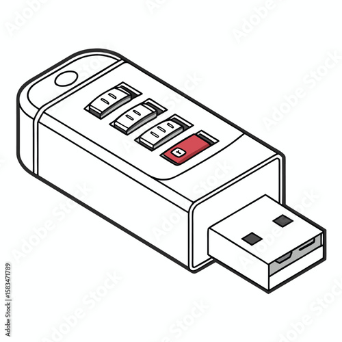 USB data blocker for secure charging, isolated on a clean white background, privacy protection.