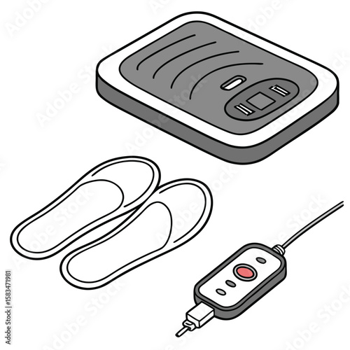heated pad USB foot warmer, isolated on a clean white background, comforting desk accessory.