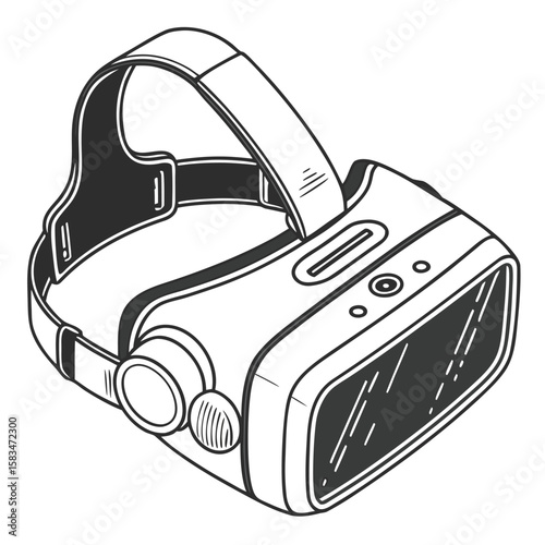 virtual reality headset for immersive experience, isolated on a clean white background, futuristic tech.