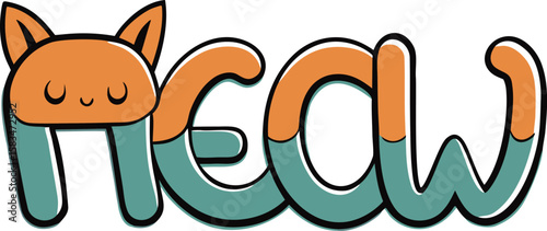 Cat meow lettering