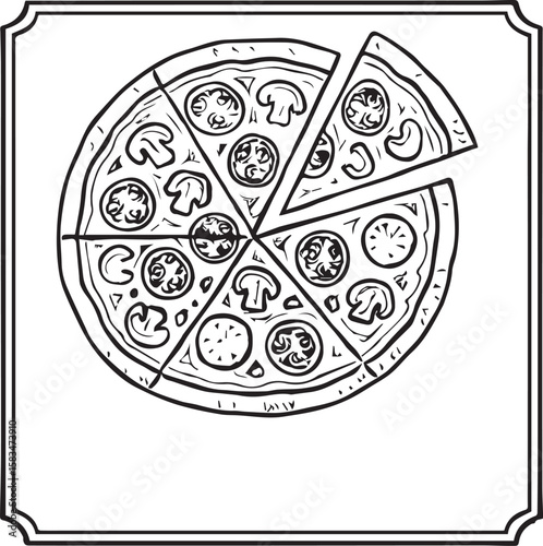 Pizza box design template line art vector 