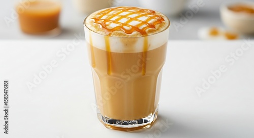Wallpaper Mural 甘く輝くキャラメルラテ 滑らか泡立ち 温かい光 (Amakuku kagayaku karameru rate nagaraka awadachi atatakai hikari) Translation: Sweetly shining caramel latte, smooth foam, warm light.. AI Generated Torontodigital.ca