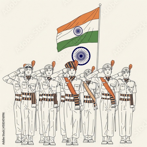 Indian Cadets Saluting the National Flag