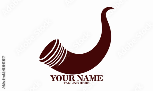 Traditional Jewish shofar horn in curved shape icon. Traditional Jewish shofar vector illustration, traditional Jewish shofar logo art