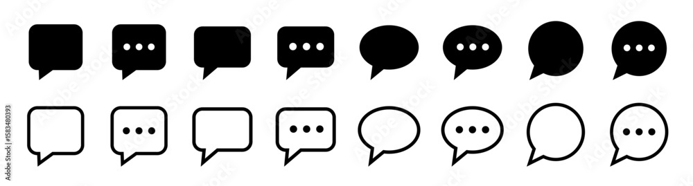 Comment icon speech bubble symbol. Speech bubble collection . Cloud speech bubbles collection. Black speech bubble . Vector illustration Comment icon speech bubble symbol. Speech bubble collection . Cloud speech bubbles collection. Black speech bubble . Vector illustration