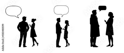 Conversations Between Men and Women with Speech Bubbles