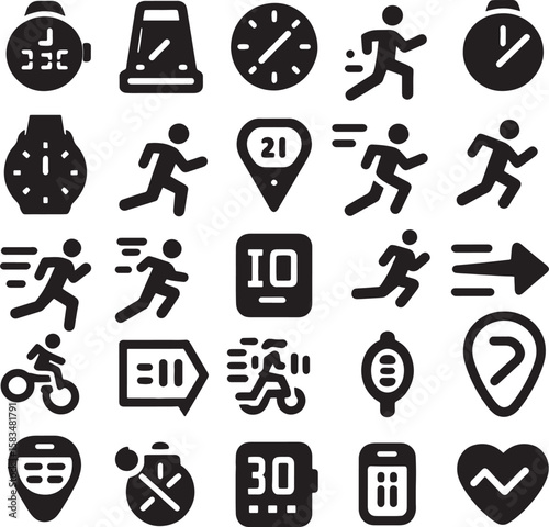 Fitness and health icons set a vector illustration of gym and medical symbols