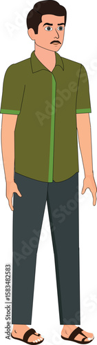 2d character Indian village man front view character illustration for animation