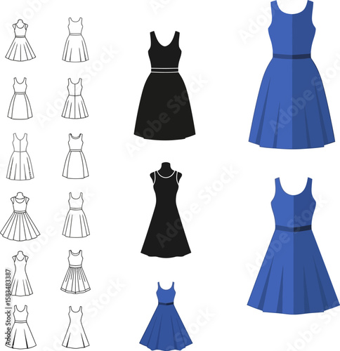 Dress styles fashion design showcases various apparel silhouettes