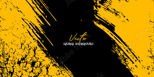 Striking yellow grunge texture with bold brush strokes on a black backdrop.