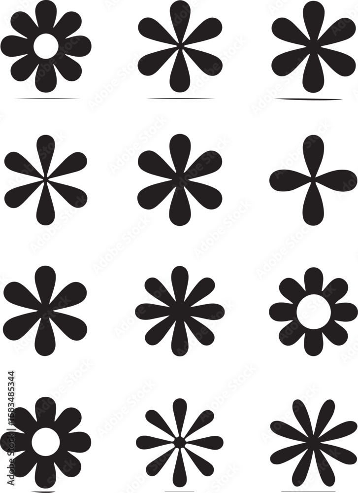 Obraz premium Minimalist floral pattern set, perfect for enhancing your design project, vector flower elements for branding or a background design with nature.