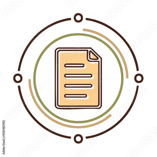 Minimalist document graphic with stylized circle border for business technology design