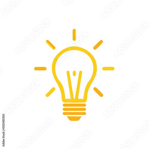 Bright idea concept presented with yellow lightbulb icon on black Innovative thinking inspiration and intelligence simple isolated graphic