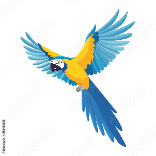Colorful Flying Macaw Parrot Illustration in Vector Graphic