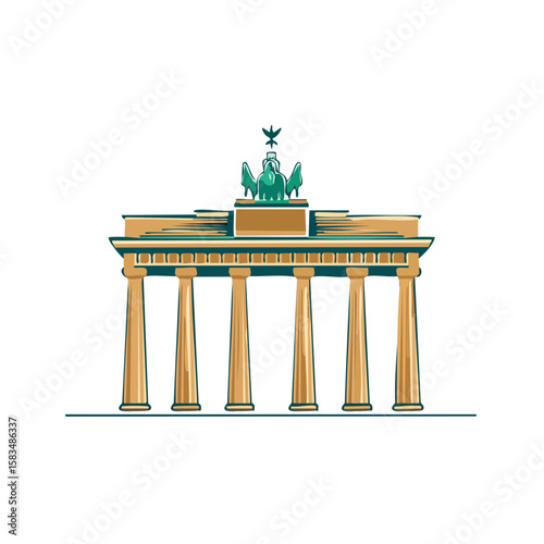 Stylized Illustration of the Brandenburg Gate in Berlin, Germany