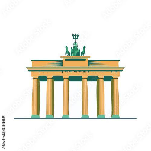 Illustration of the Brandenburg Gate in Berlin, Germany in a minimalist style.