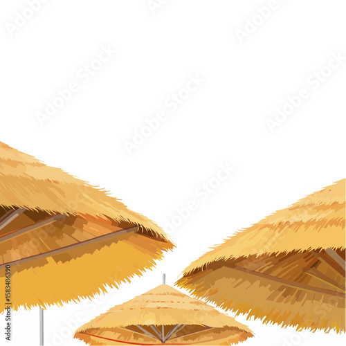 Tropical Straw Umbrella Trio - Summer Getaway SVG Vector Graphic