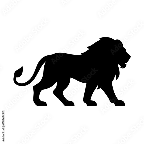 Silhouette of a prowling lion amongst dense vegetation