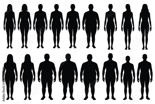 Human body types silhouettes human figures male