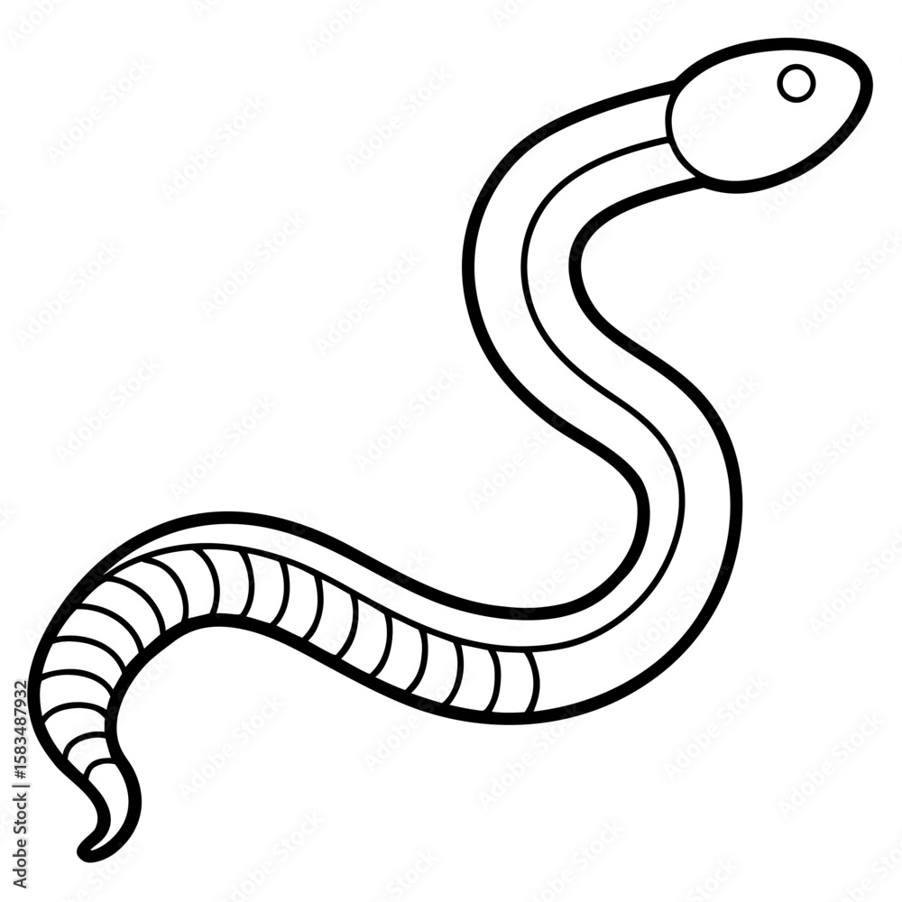 Fototapeta premium Earthworm line art vector