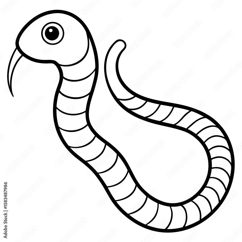 Fototapeta premium Earthworm line art vector