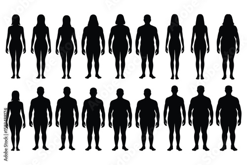 Human silhouettes diverse body types male female