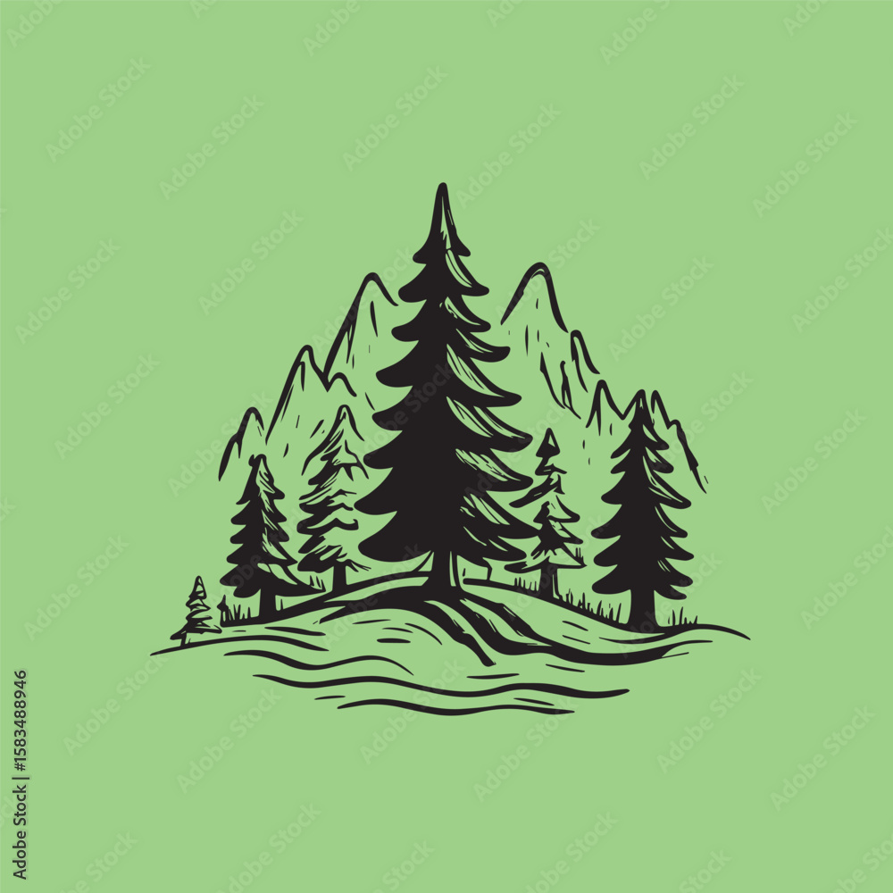 Obraz premium Minimalist Forest Icon