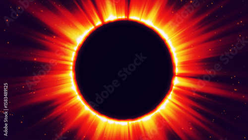 Coronal light. Visualization of a solar eclipse in space in colorful tones. Abstract illustration of a total solar eclipse - an astronomical phenomenon. 3D vector illustration.