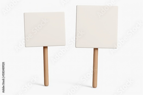 A 3D Rendering Illustration of Two Handheld Protest Signs
