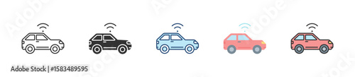 Smart Car Icon Set Multiple Style Collection