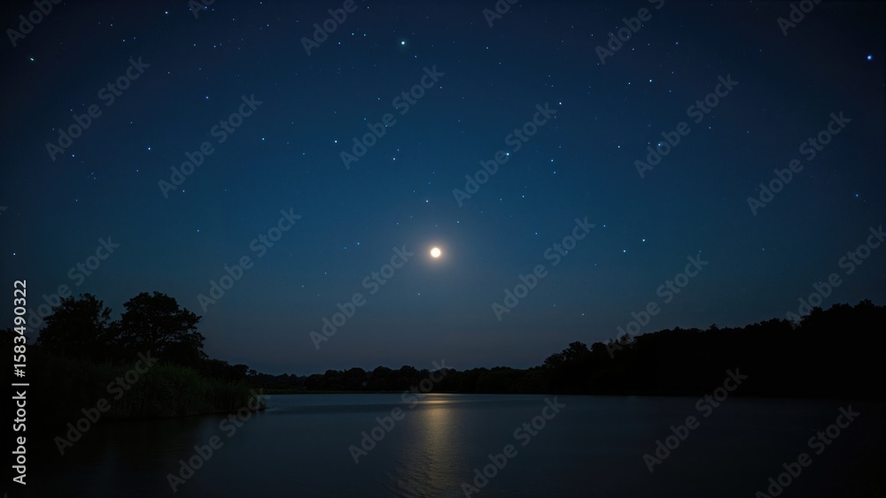 Fototapeta premium Luminous full moon lighting up the night