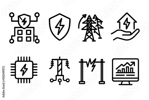 Electrifying symbols representing energy efficiency, power generation, and technology in a modern context