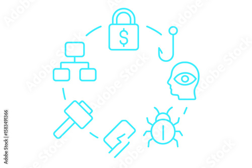 Understanding cybersecurity concepts through visual symbols representing threats and best practices