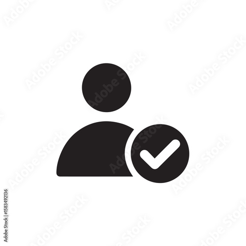 Profile Verified A Minimalist Icon Representing User Authentication and Account Security, with Checkmark for Confirmation and Identity Access.