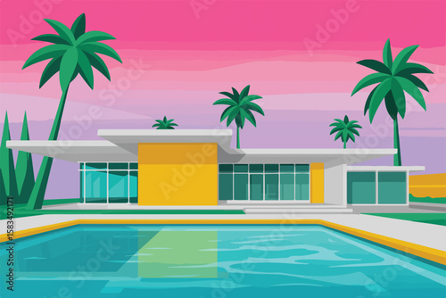 Tropical resort paradise: luxurious swimming pools, palm trees, and sunny beaches