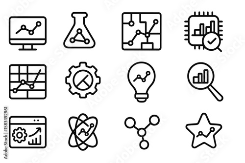 Technology icons collection for data analysis and science projects
