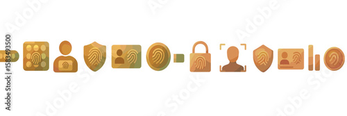Digital security icons representing identity protection and privacy measures in a modern context with a focus on fingerprint technology