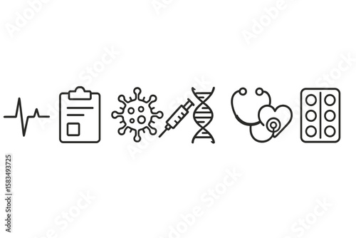 Health care symbols illustrating the importance of medical science and public health initiatives for disease management