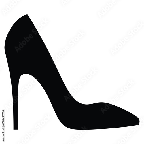 Elegant Black High Heel Shoe Silhouette - Fashion, Footwear & Women's Style Icon
