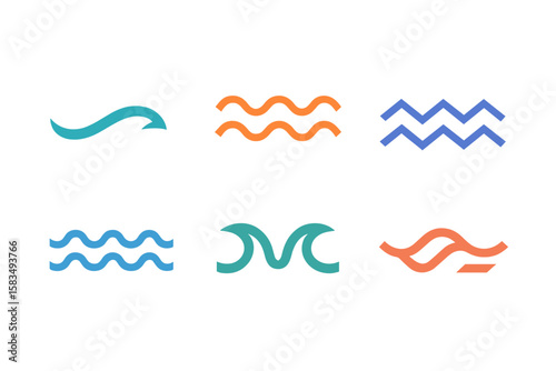 Creative wave patterns displayed in various styles and colors for digital design